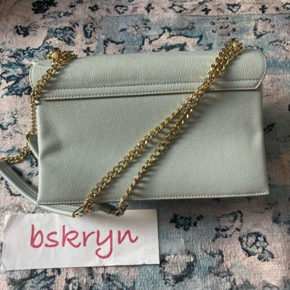Love Mochino blue leather crossbody bag with hearts in blue and gold colors - Picture 6 of 8